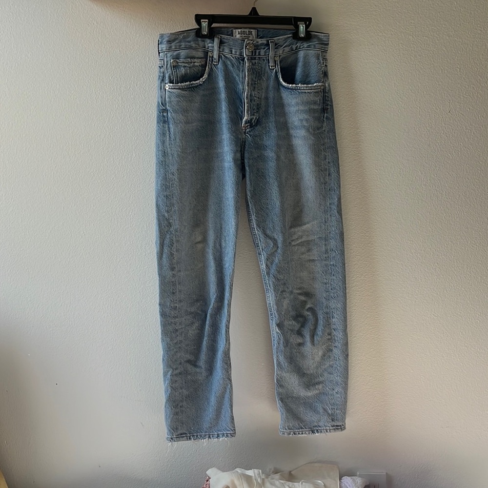 Agolde lightly worn size 24 light wash mid rise straight jeans
